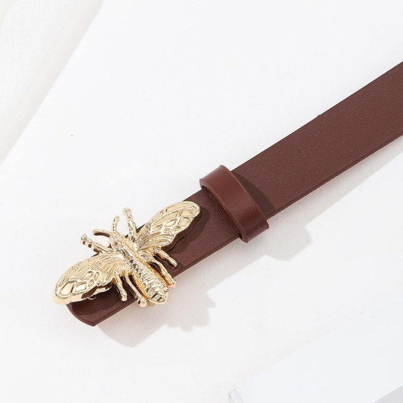 Luxe Golden Bee Vegan Leather Belt - Picture 3 of 5